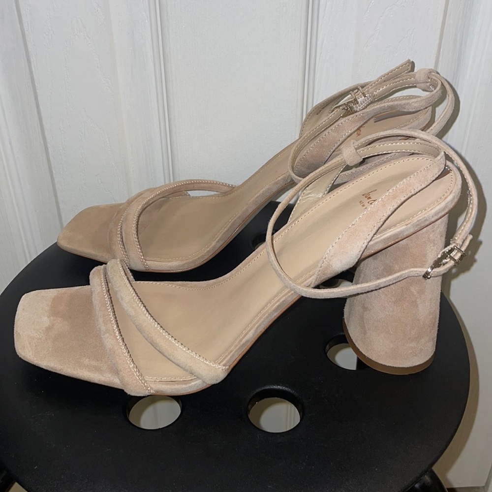 Sam Edelman Nude/Tan Suede Block Heel Sandals